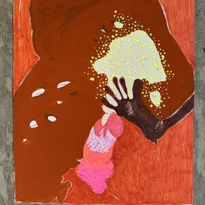 Male Figure Nude Original Acrylic Painting on Mixed Media Paper LGBTQ